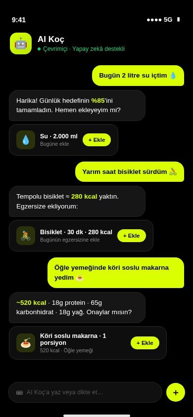TurnFit AI AI Koç sohbet ekranı